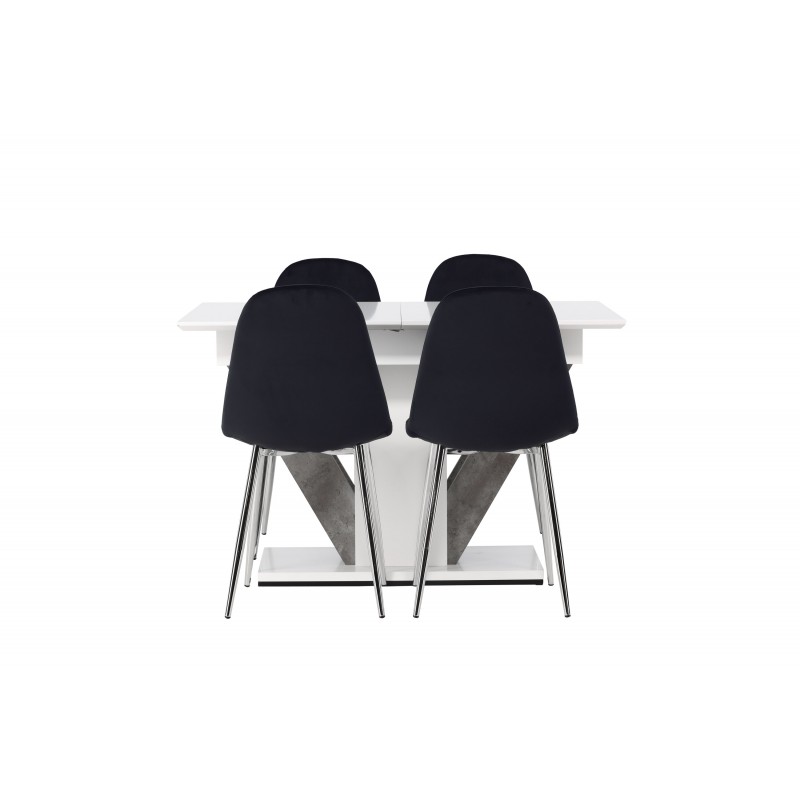 Spisebordssæt Disa med Spisebordsstole Polar  - Sort og Hvid