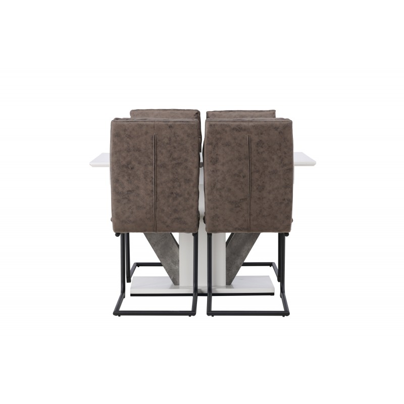 Spisebordssæt Disa med Zizo Spisebordsstole - Brun og Hvid