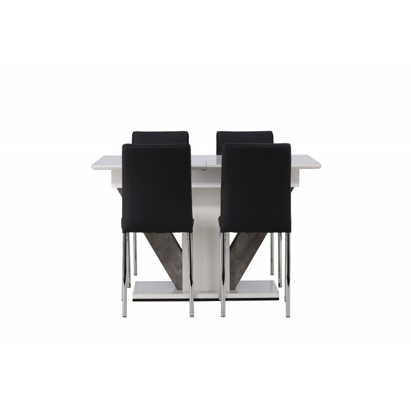 Spisebordssæt Disa med Spisebordsstole Lily  - Sort og Hvid