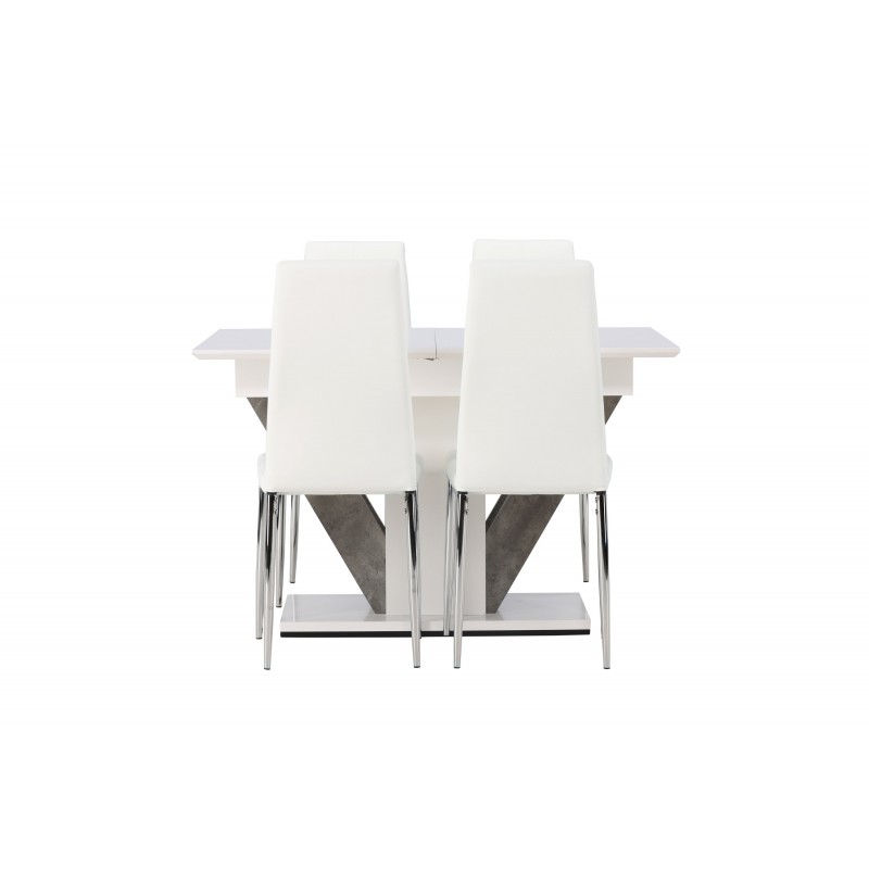 Spisebordssæt Disa med Spisebordsstole Pastill - Hvid