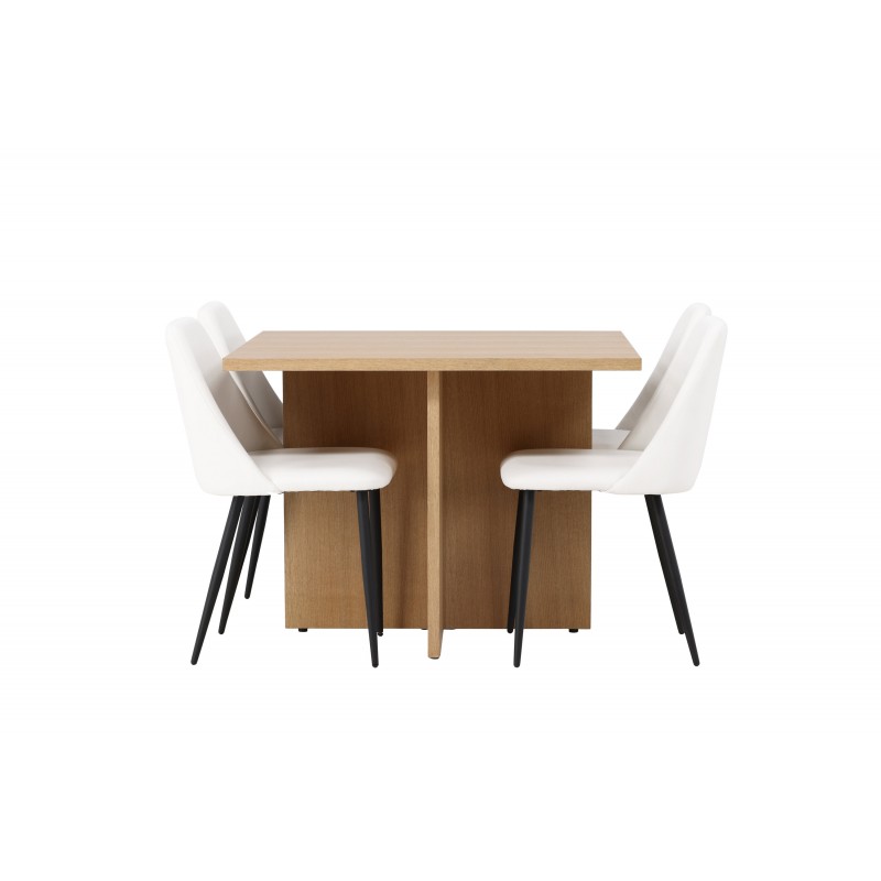 Spisebordssæt Leo med Night Spisebordsstole - Natur og Hvid