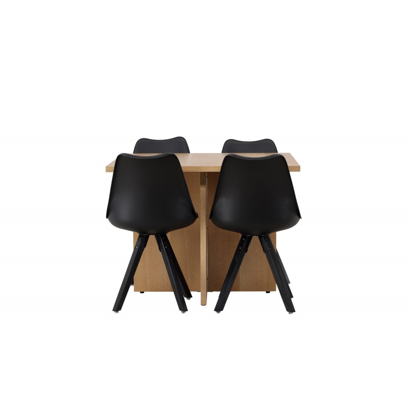 Spisebordssæt Leo med Spisebordsstole Zeno  - Sort og Natur