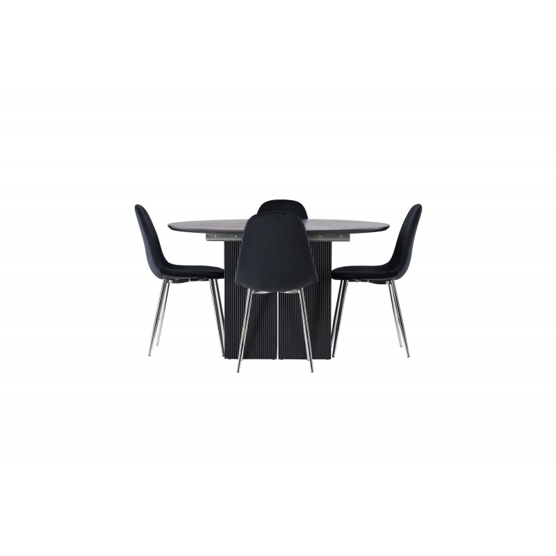 Rundt Spisebordssæt Matilda med stole Polar - Sort