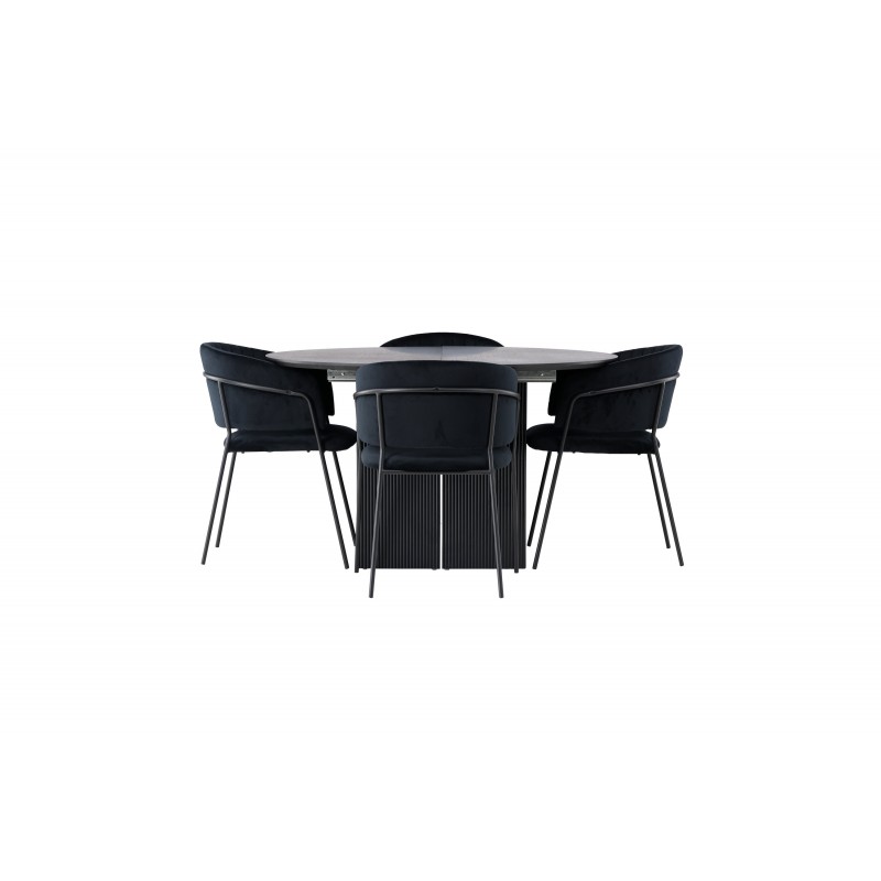 Rundt Spisebordssæt Matilda med stole Selma  - Sort