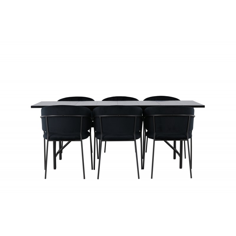 Spisebordssæt Astrid med Spisebordsstolene Selma  - Sort