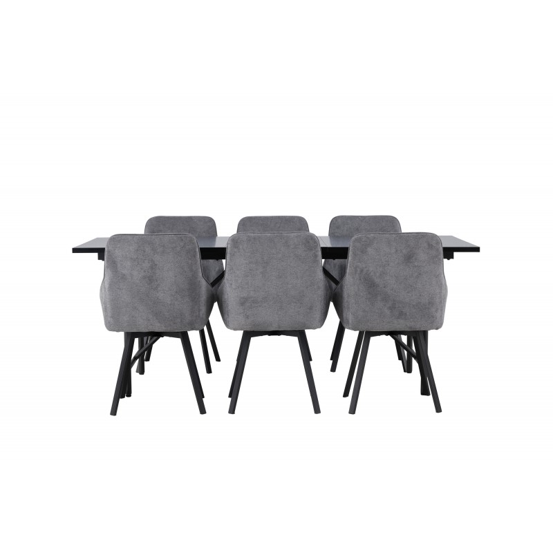 Spisebordssæt Astrid med Spisebordsstole Rosie - Sort og Grå