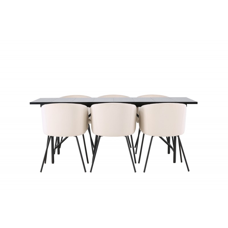 Spisebordssæt Astrid med Berit Spisebordsstole  - Beige og Sort