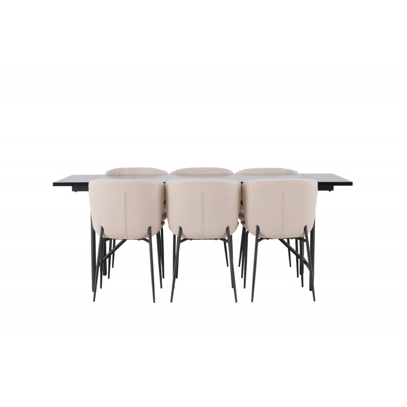 Spisebordssæt Astrid med Spisebordsstole Modesto - Beige og Sort