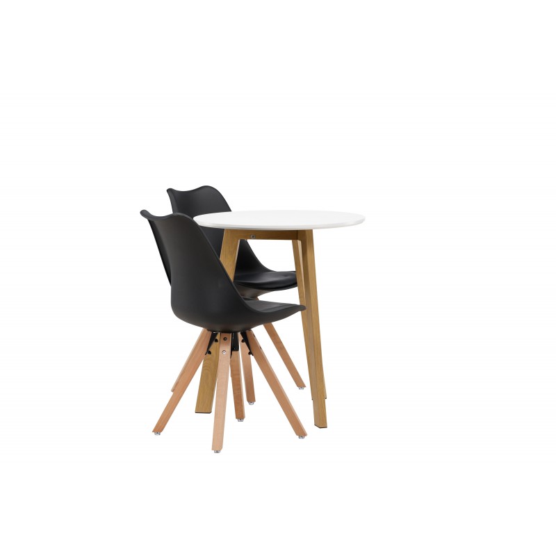 Rundt Spisebordssæt Leonora med stole Zeno - Sort og Hvid