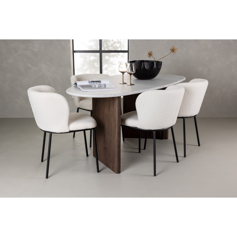 Spisebordssæt Gronvik 180 cm med 4 Edina Spisebordstole