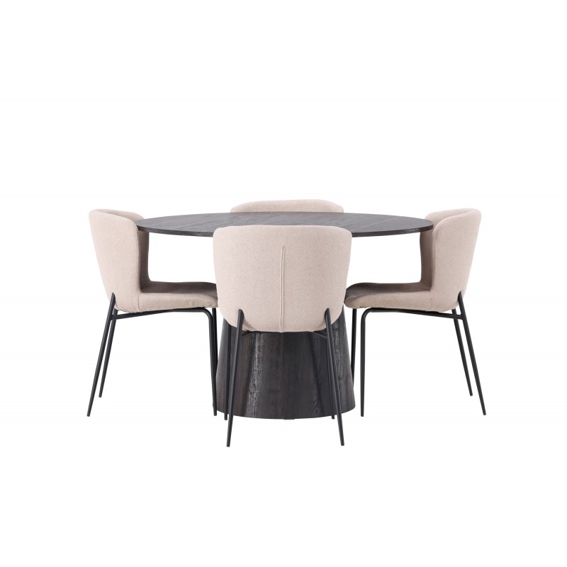 Spisebordssæt Lanzo med Modesto stole  - Beige og Sort