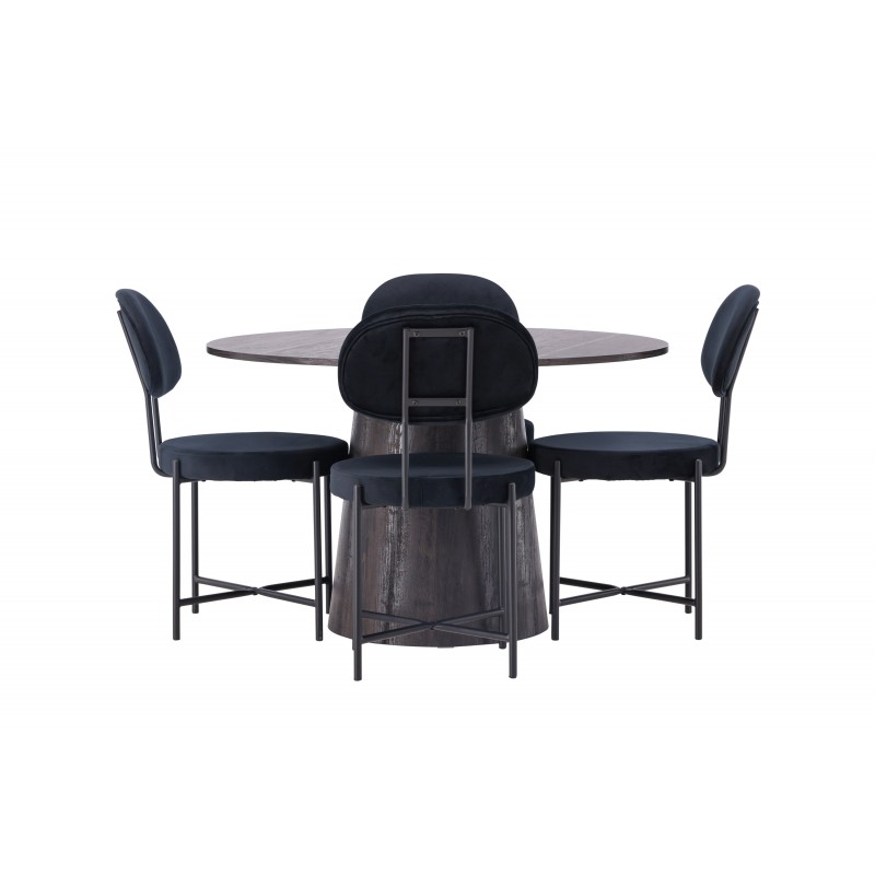 Spisestuesæt Lanzo med stole Stella - Sort