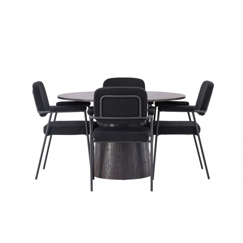 Rundt Spisebordssæt Lanzo med stole Yesterday  - Sort