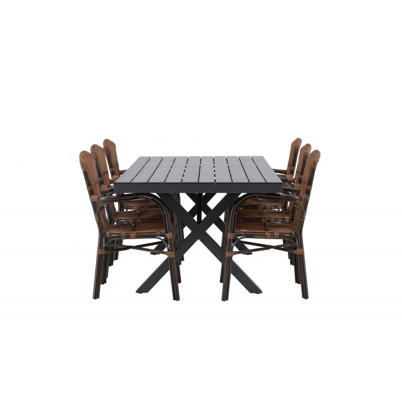 Garcia  Spisebordssæt - Sort,Brun