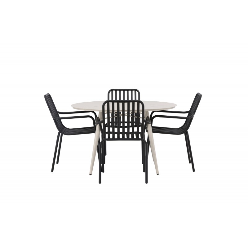 Lina Rundt Loungesæt - Havemøbelsæt - Beige,Sort