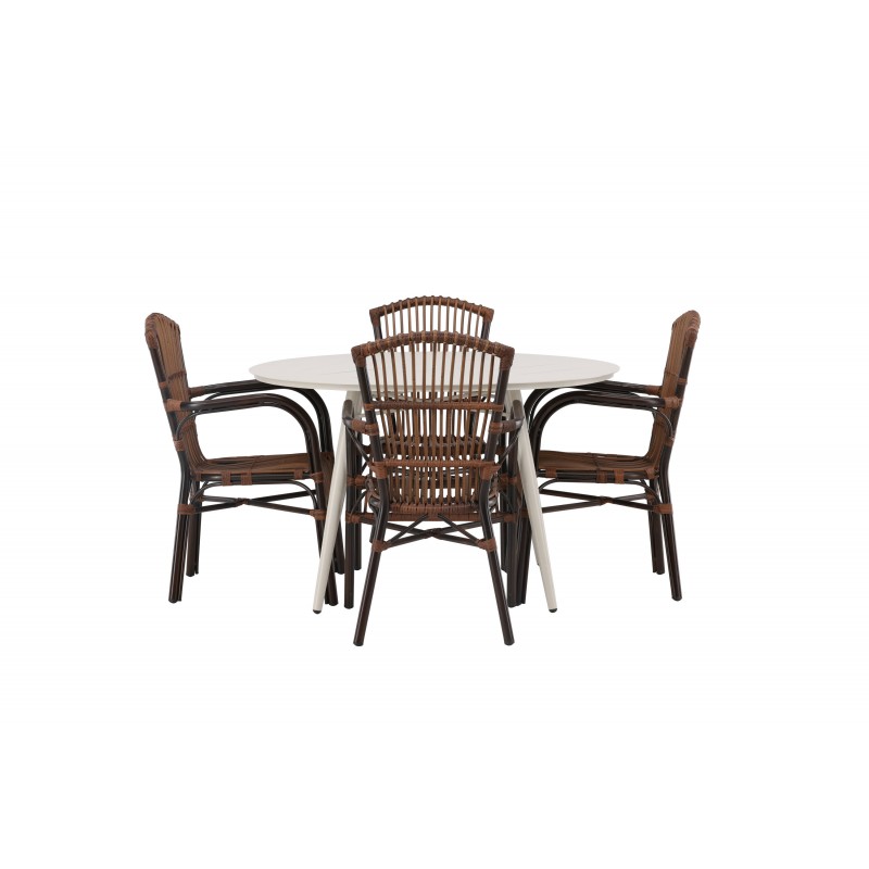 Lina Rundt Loungesæt - Havemøbelsæt - Beige,Brun