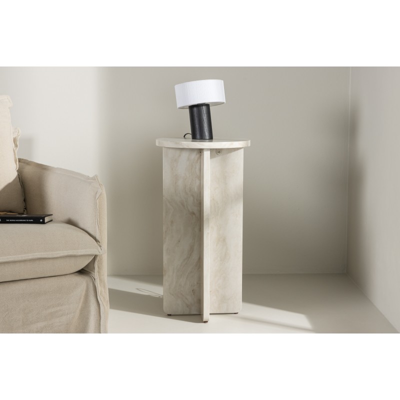 Ålesund Sidebord Ø40 - Beige marmorlook billede