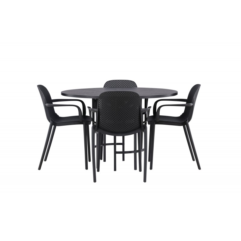 Hjallese Rundt Spisebordssæt - Sort