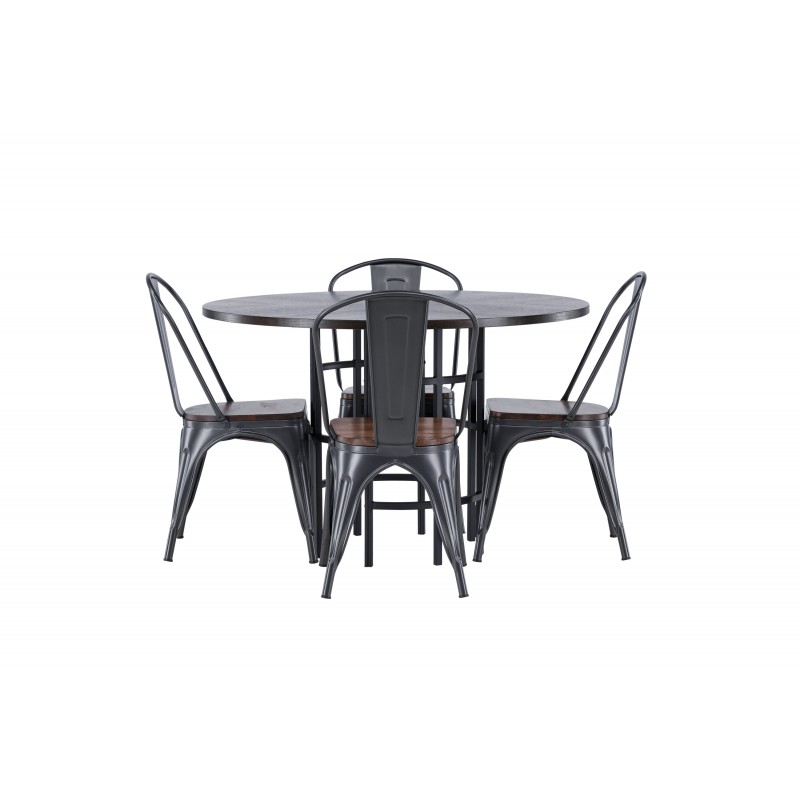 Hjallese Rundt Spisebordssæt  - Mocca og Valnød