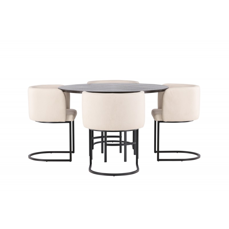 Hjallese Rundt Spisebordssæt  - Beige og Mocca