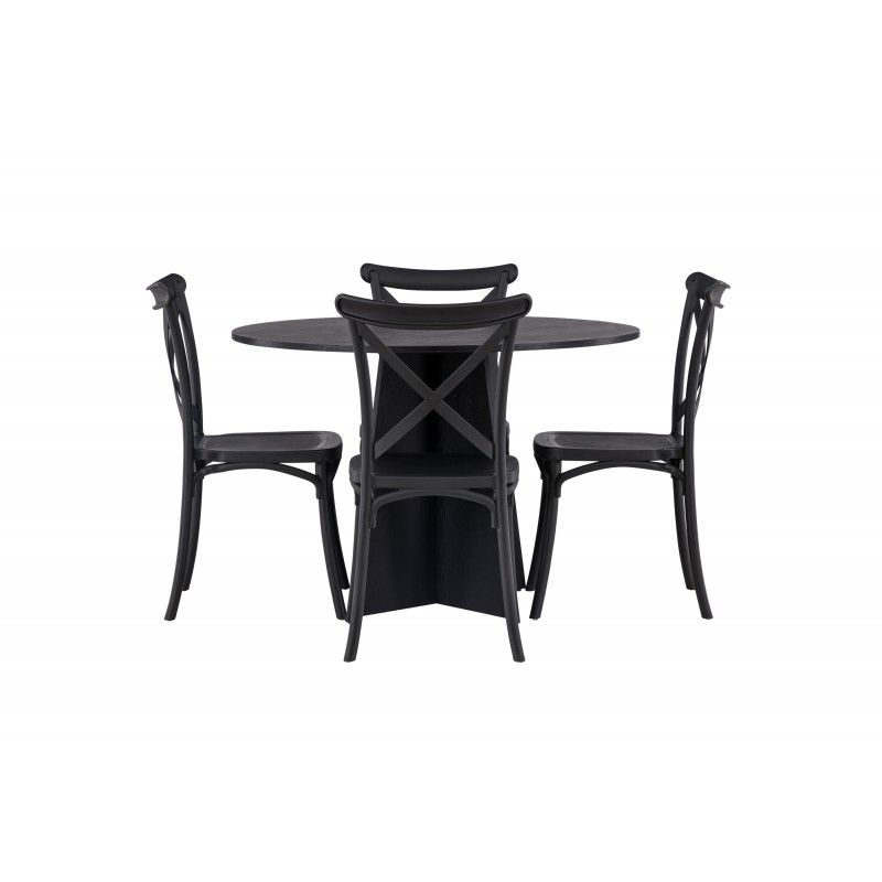 Bootcut Rundt Spisebordssæt  - Sort