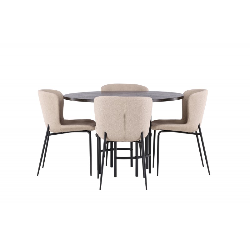 København Rundt Spisebordssæt - Mørkegrå og Mocca