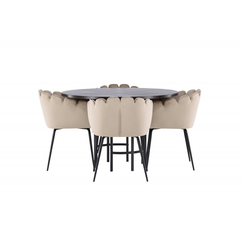 Hjallese Rundt Spisebordssæt - Beige og Mocca