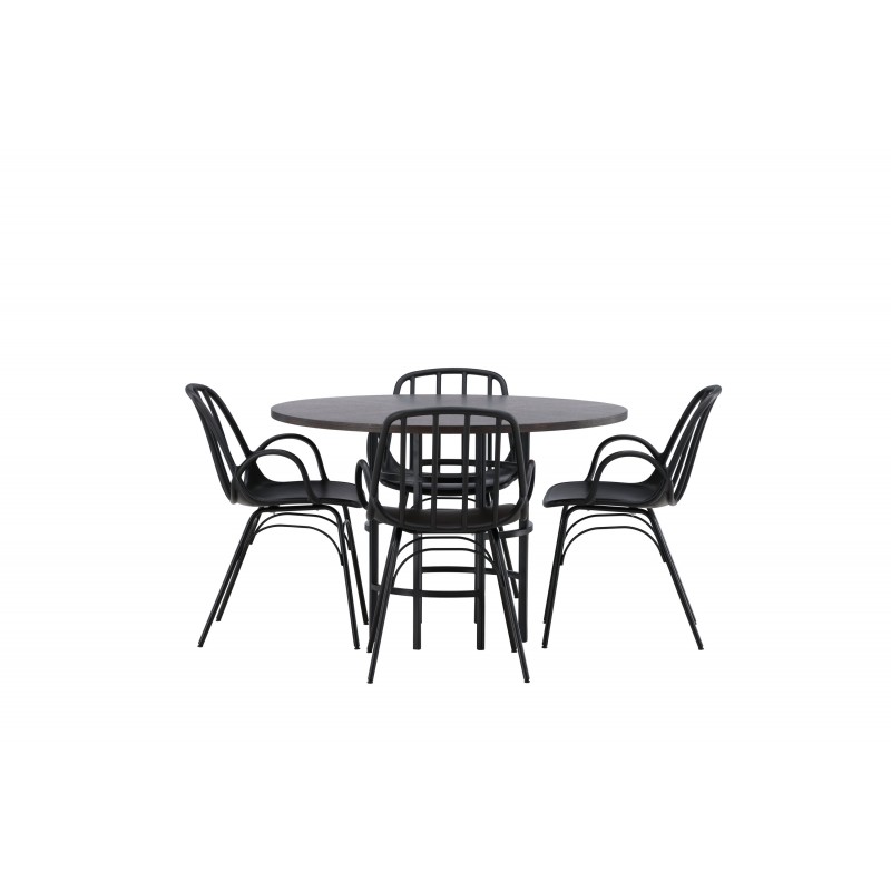 Rundt Spisebordssæt København med Dyron stole - Sort og Mocca