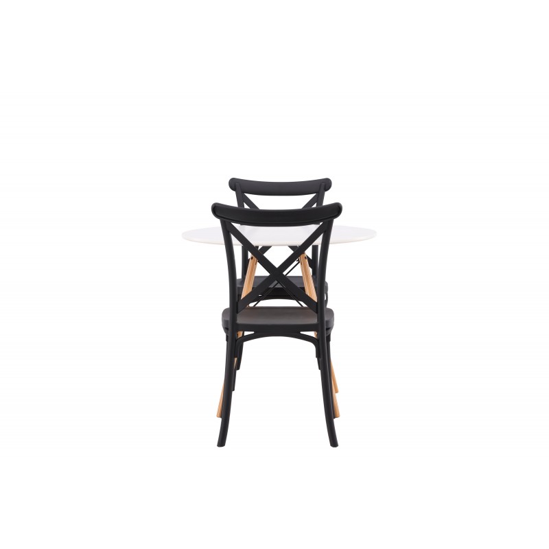 Danburi Rundt Spisebordssæt  - Sort og Hvid