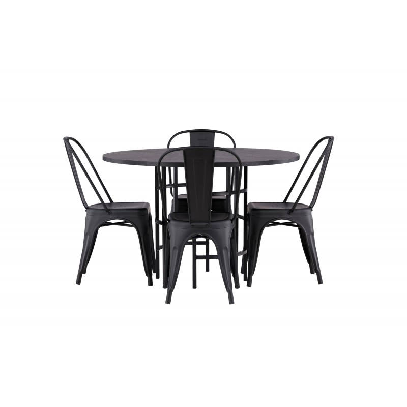 Hjallese Rundt Spisebordssæt  - Sort