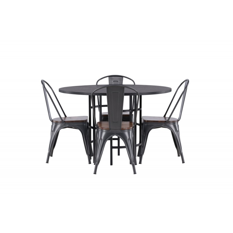 Hjallese Rundt Spisebordssæt - Sort og Valnød