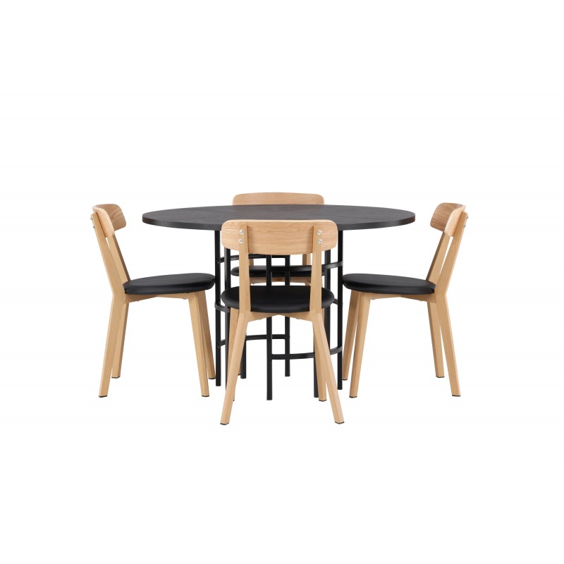 Hjallese Rundt Spisebordssæt  - Sort og Natur