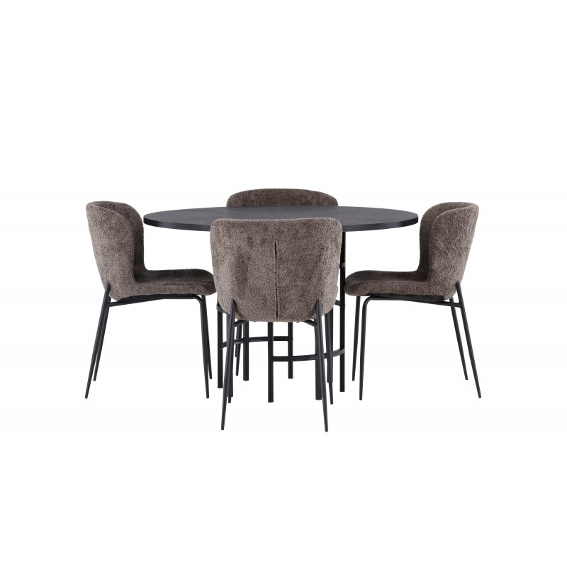 Hjallese Rundt Spisebordssæt - Beige og Sort