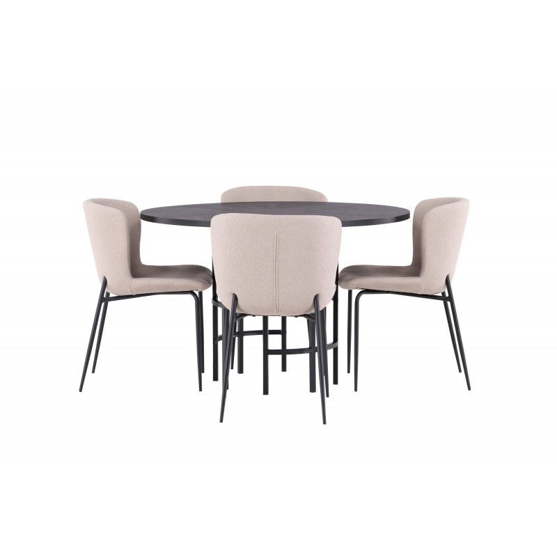 Hjallese Rundt Spisebordssæt  - Sort og Mørkegrå
