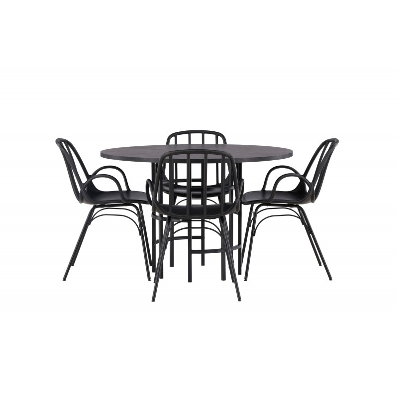 Rundt Spisebordssæt København med Dyron stole - Sort