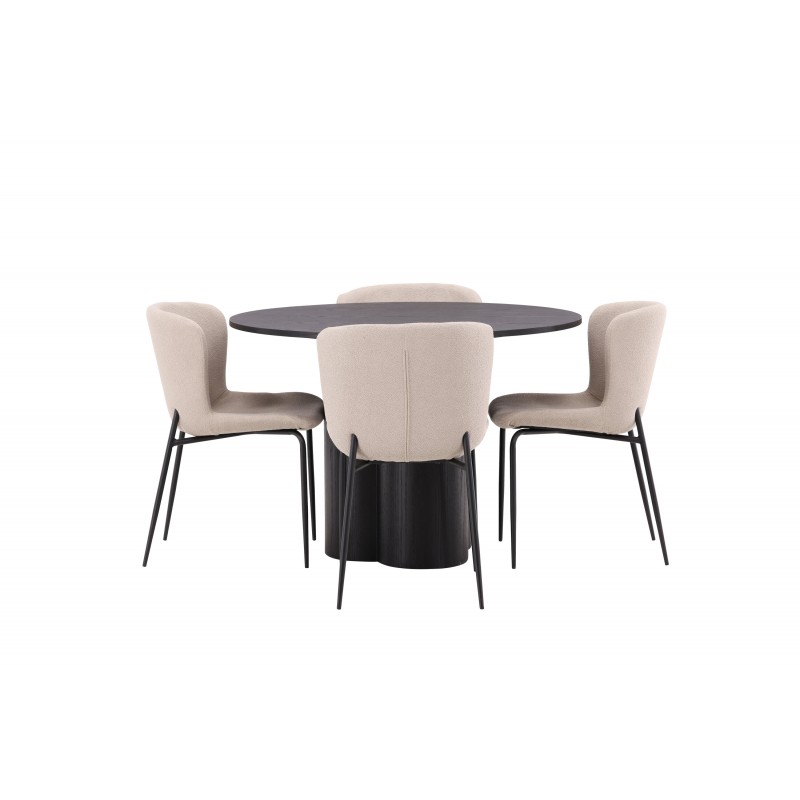 Olivia Rund Spisebordssæt  - Sort og Mørkegrå