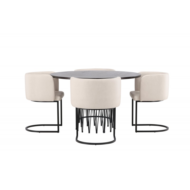 Spisebordssæt Stone med stole Simrishamn  - Beige og Mocca