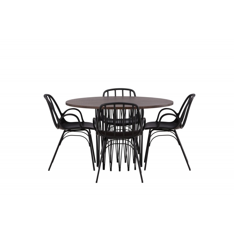 Rundt Spisebordssæt Stone med Dyron stole  - Sort og Mocca