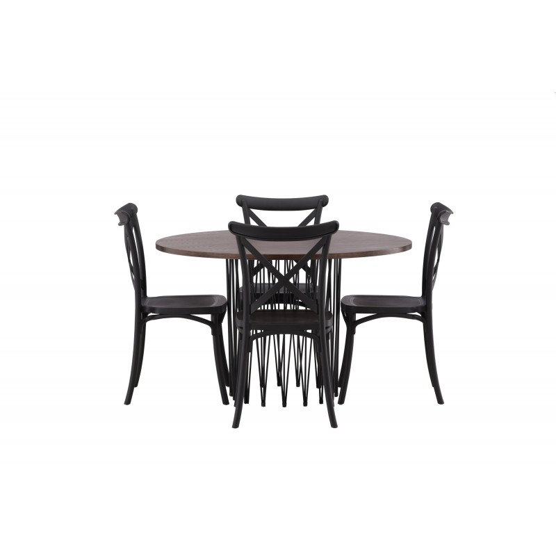 Sten Rund Spisebordssæt - Sort og Mocca