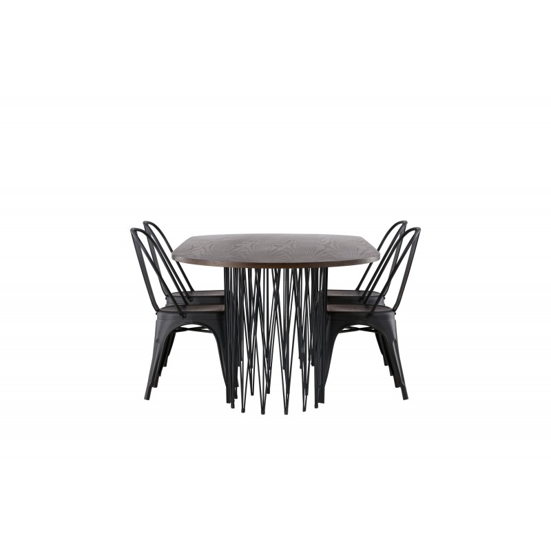 Spisebordssæt Stone med Tempe stole  - Sort og Mocca