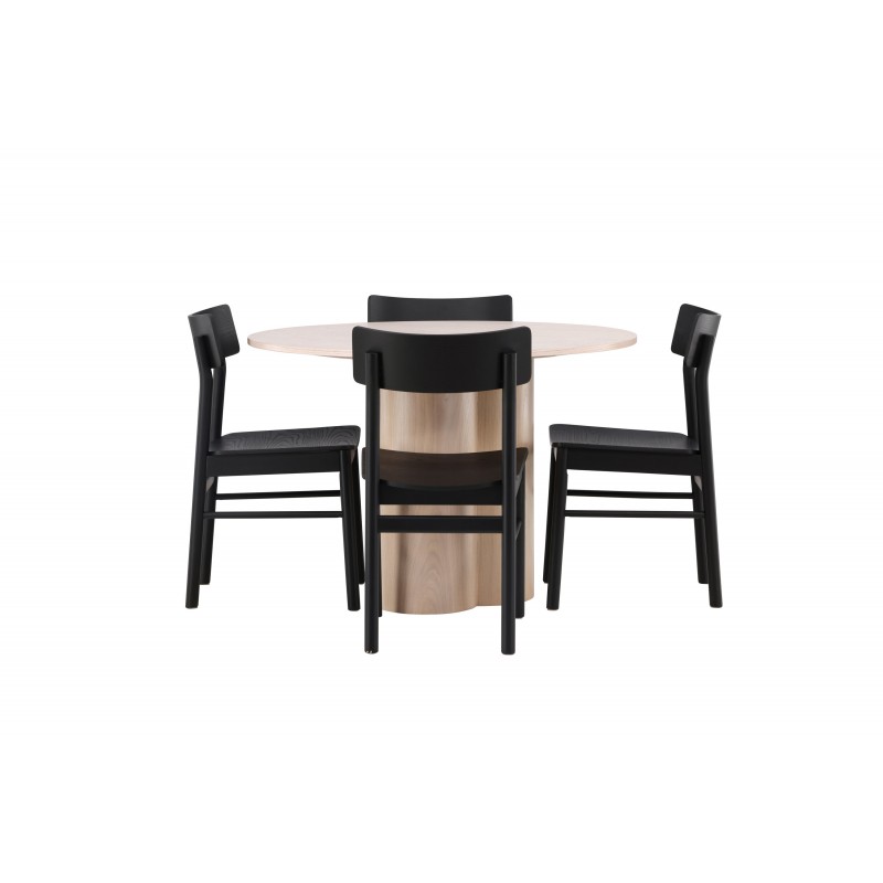 Olivia Rund Spisebordssæt - Sort og Hvid