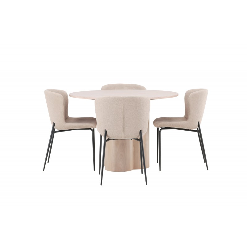 Olivia Rund Spisebordssæt - Mørkegrå og Hvid