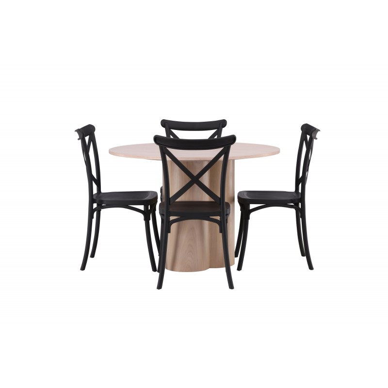 Olivia Rund Spisebordssæt - Sort og Hvid