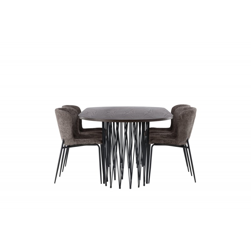 Spisebordssæt Stone med stole Modesto  - Mørkegrå og Mocca