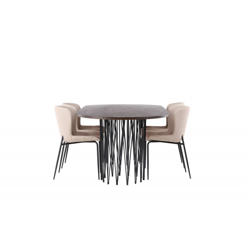 Spisebordssæt Stone med Modesto stole  - Beige og Mocca