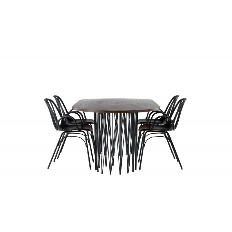 Spisebordssæt Stone med Dyron stole  - Sort og Mocca