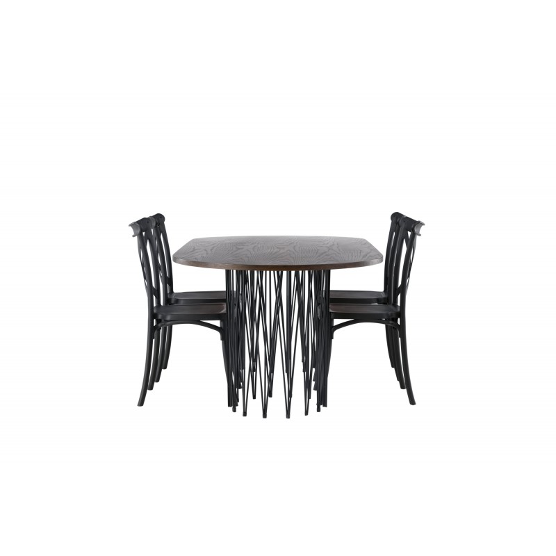 Spisebordssæt Stone med Crosett stole  - Sort og Mocca
