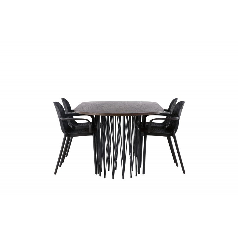 Spisebordssæt Stone med Baltimore stole  - Sort og Mocca