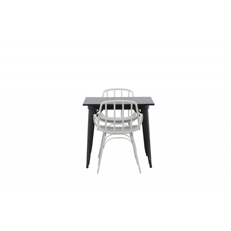 Spisebordssæt Tempe med Spisebordsstole Dyron  - Sort og Gråbeige