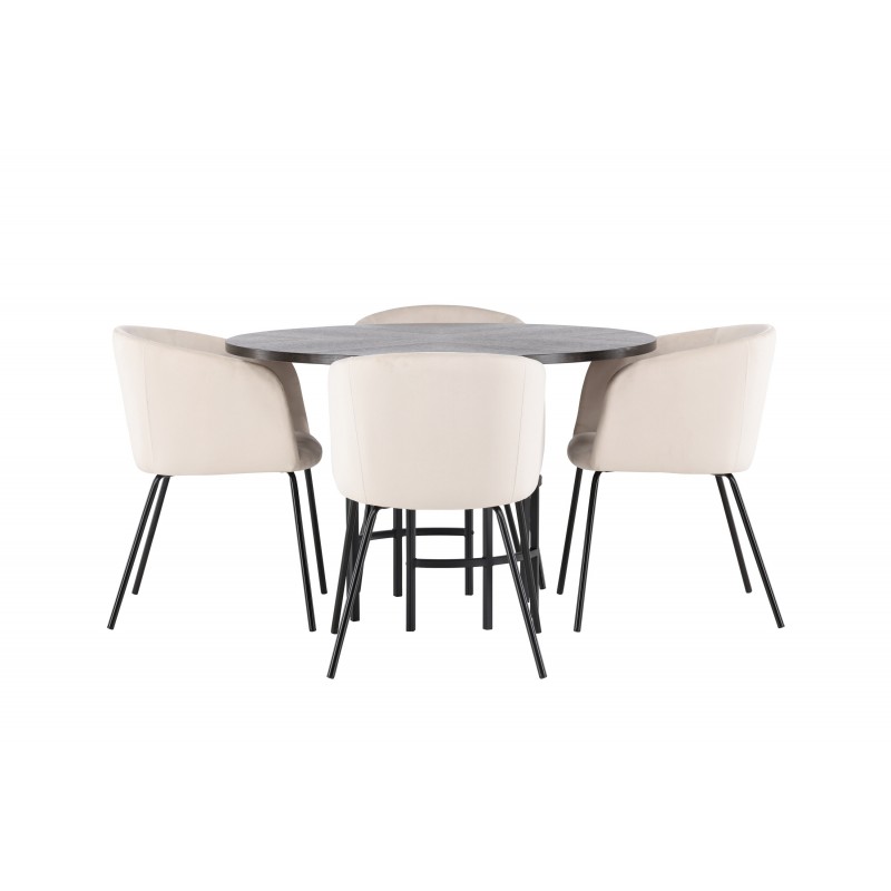 Hjallese Rundt Spisebordssæt - Beige og Mocca